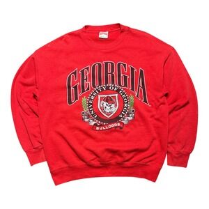 Vintage Nutmeg Mills Georgia Bulldogs Sweatshirt Red 90s NCAA Mens Large USA